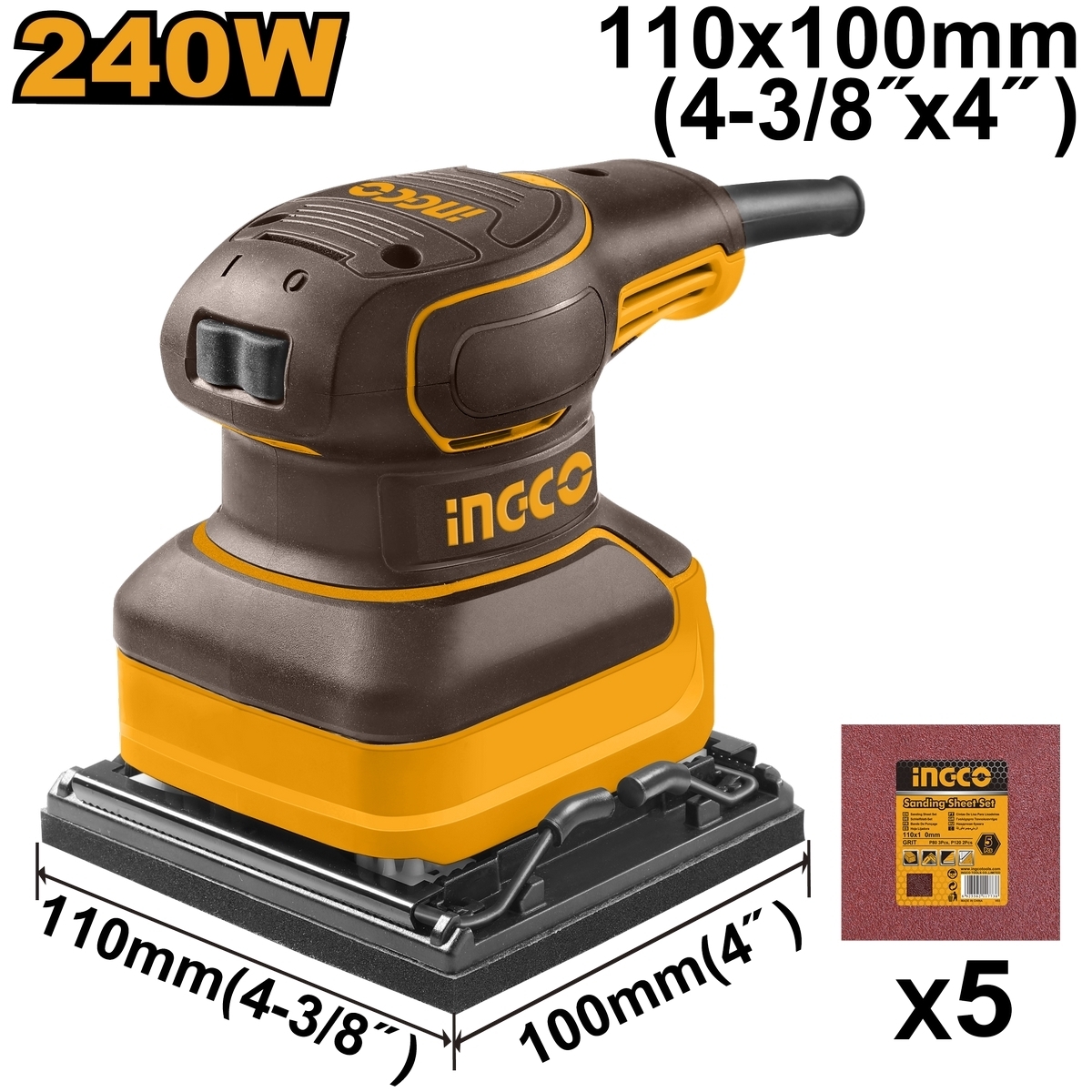 220V ขัดกระดาษทรายเหลี่ยมไฟฟ้า 240W
