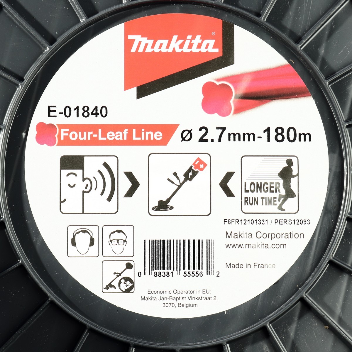 สายเอ็นตัดหญ้า 4 แฉก สีแดง 2.7MMX 180M