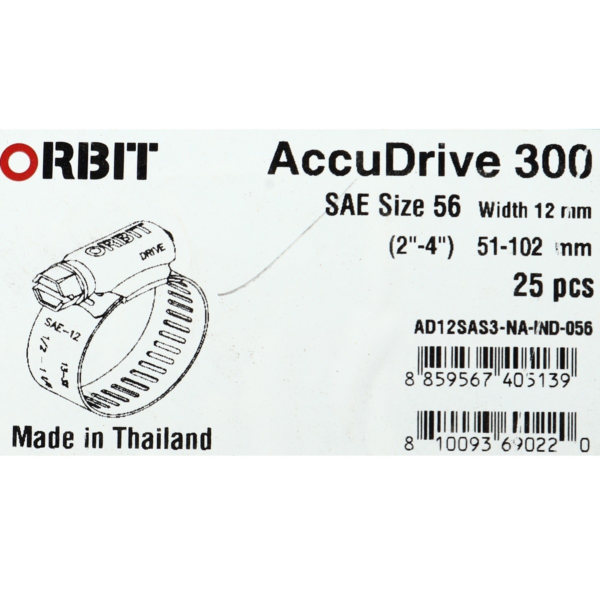 ACCUDRIVE56เข็มขัดรัดท่อเจาะทะลุ51-102มม