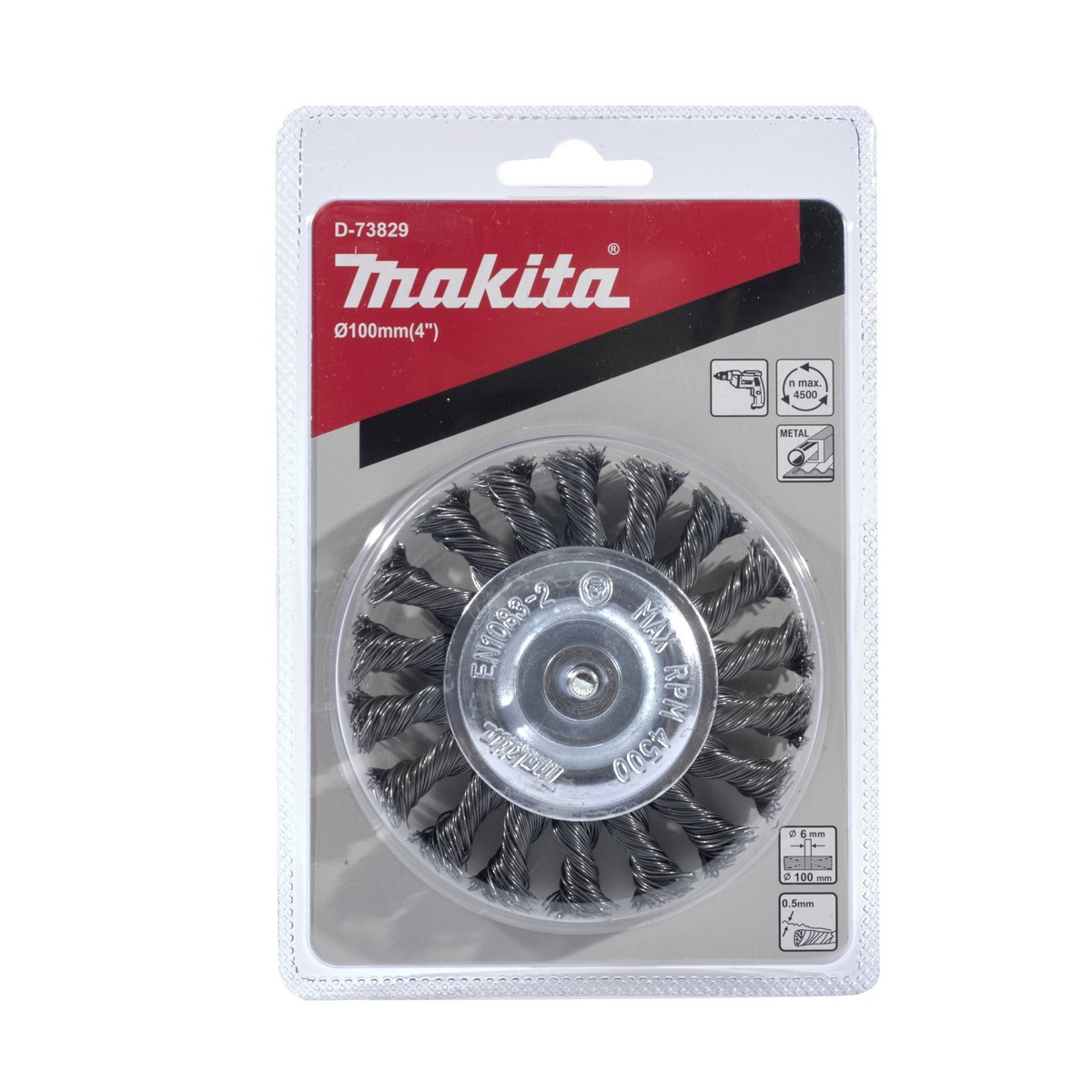 D-73829  ล้อแปรงลวด-เกลียว-มีแกน 100 MM