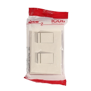 IC-S21 สวิตช์ทางเดียว 2 ช่อง+หน้ากากครอบ