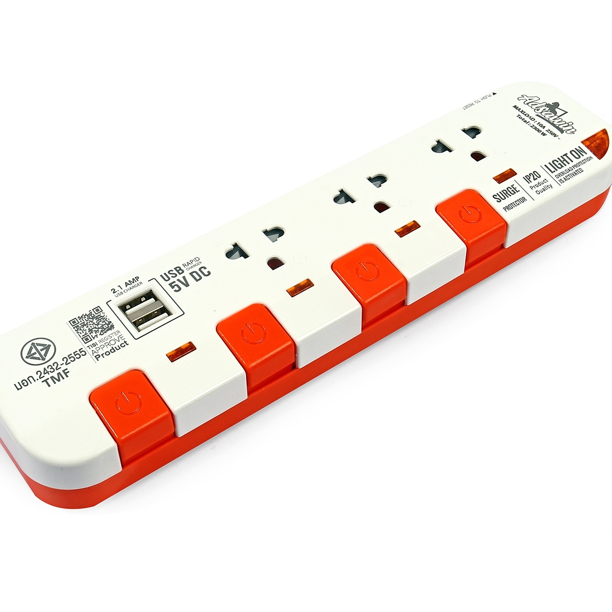 WL3375USB-5Mปลั๊กไฟ3ช่อง4สวิตช์2USBWH/OR