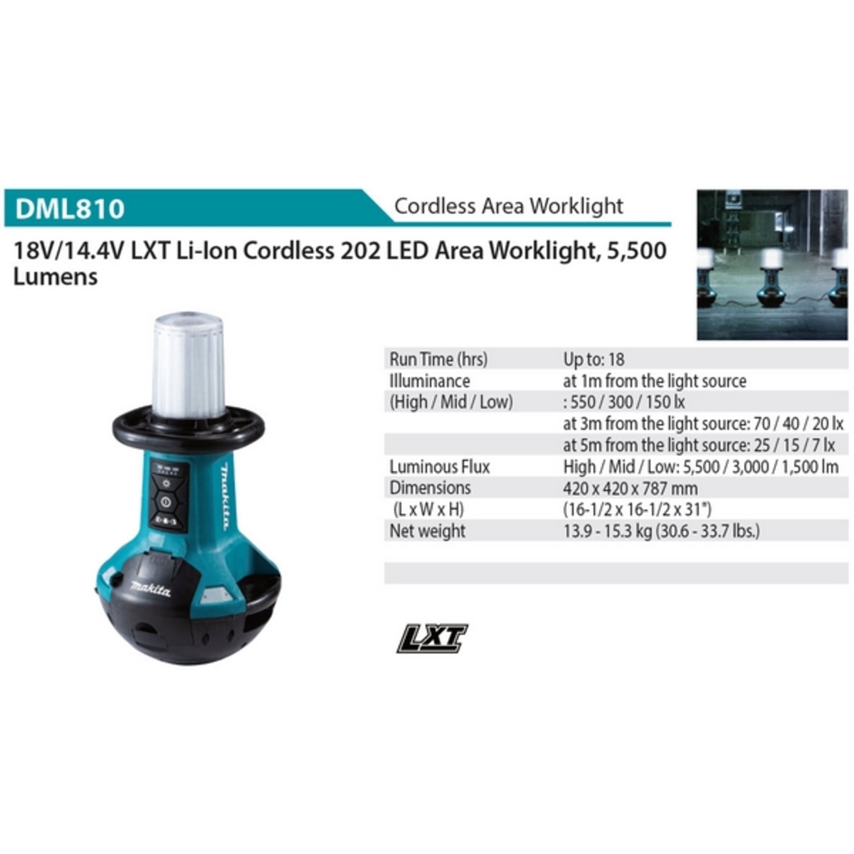 DML810 ไฟฉาย แท่นล้มลุก AREA LIGHT