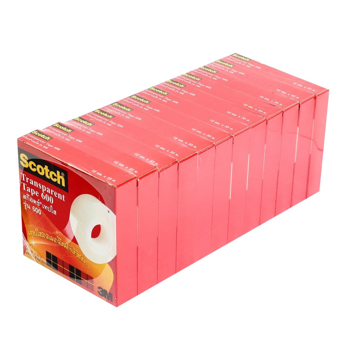 NO.600 เทปใส 12มมX36หลา แกน 1