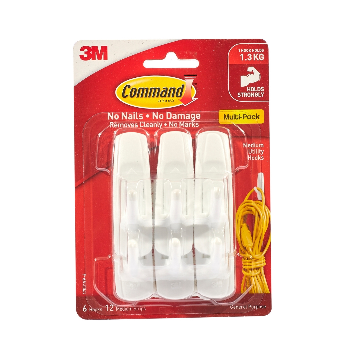 ตะขอแขวน 17001 กลาง(แพ็คสุดคุ้ม)6PCS/PAC