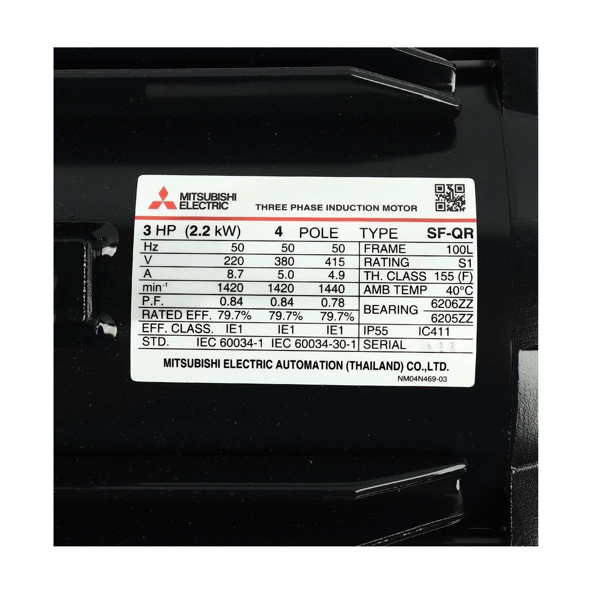 SF-QR มอเตอร์ 3 HP IP-44 220/380V 4P