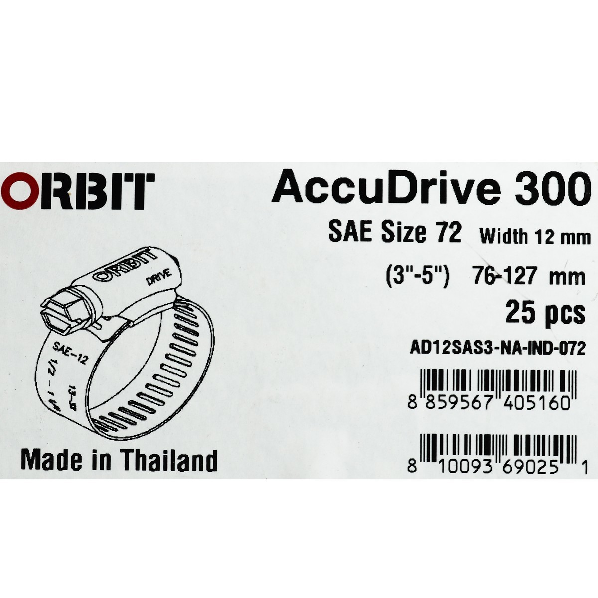 ACCUDRIVE72เข็มขัดรัดท่อเจาะทะลุ76-127มม