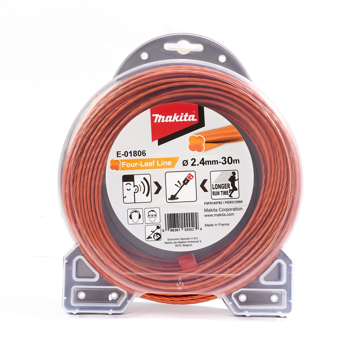 สายเอ็นตัดหญ้า 4 แฉก สีส้ม 2.4MMX 30M