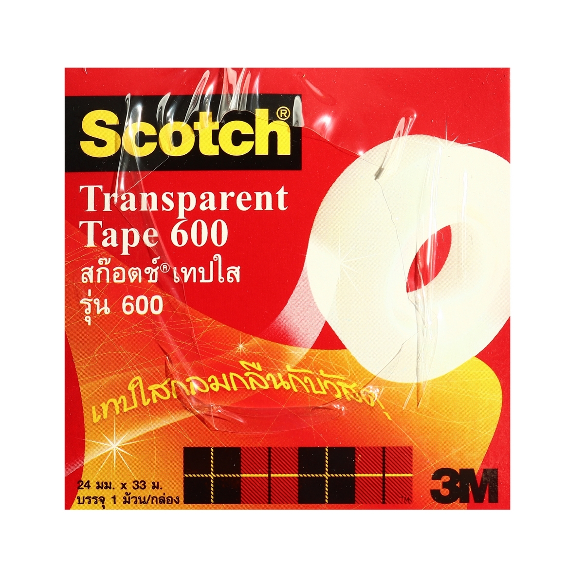 NO.600 เทปใส 24มมX36หลา แกน 1