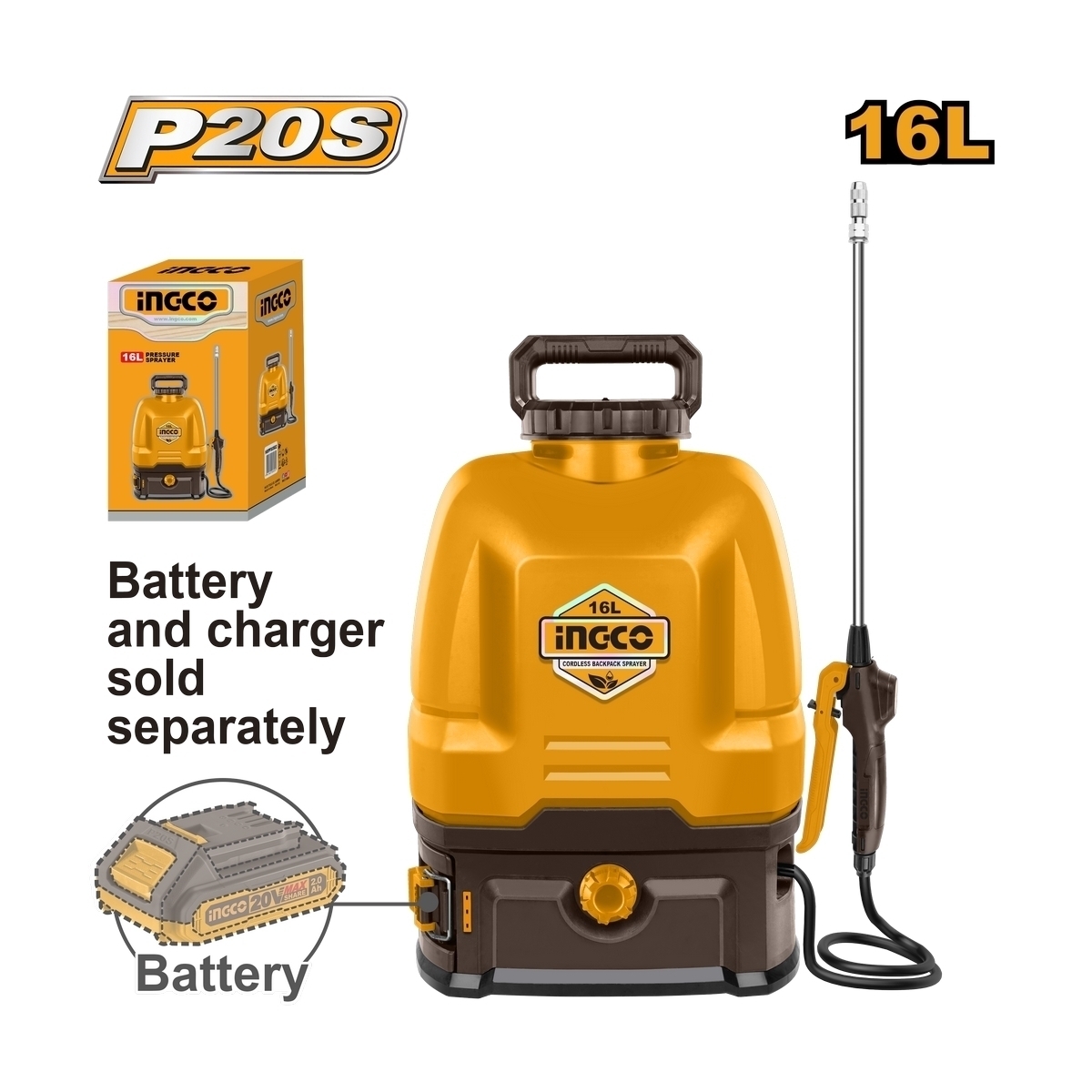 20V เครื่องพ่นยาไร้สาย 16L(เครื่องเปล่า)