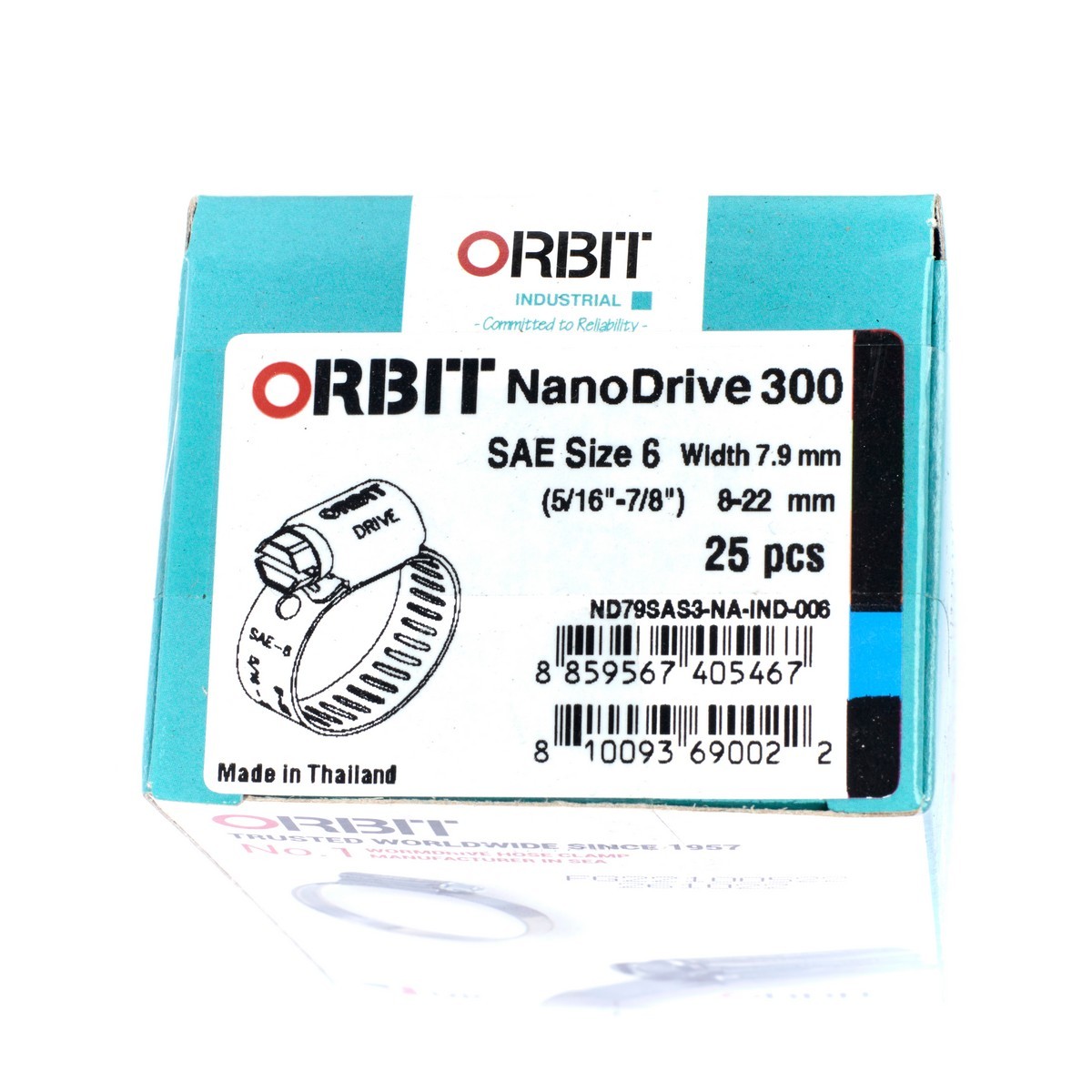 NANODRIVE-6 เข็มขัดรัดท่อเจาะทะลุ8-22มม.