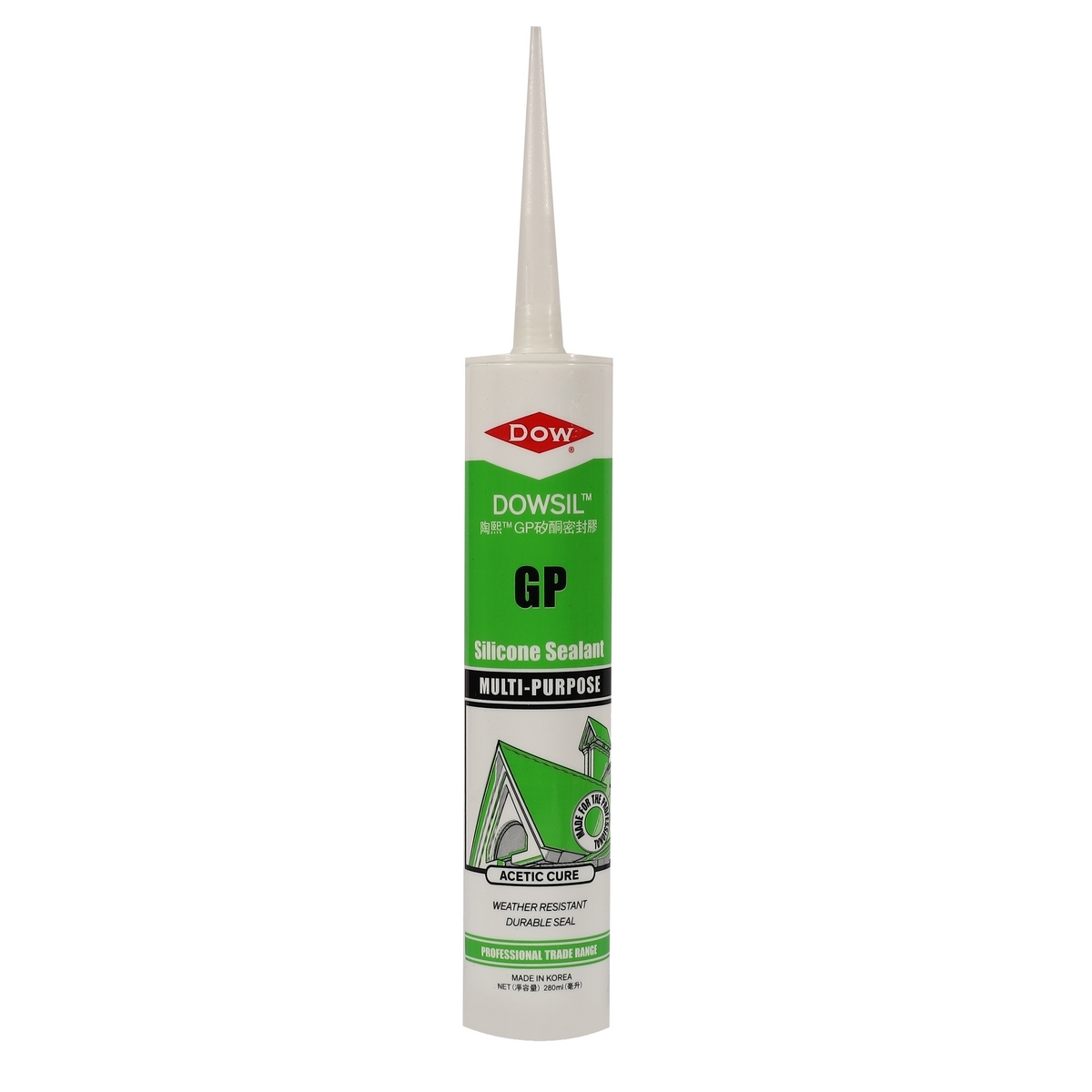 GP กาวซิลิโคน 280ML กรด สีขาว