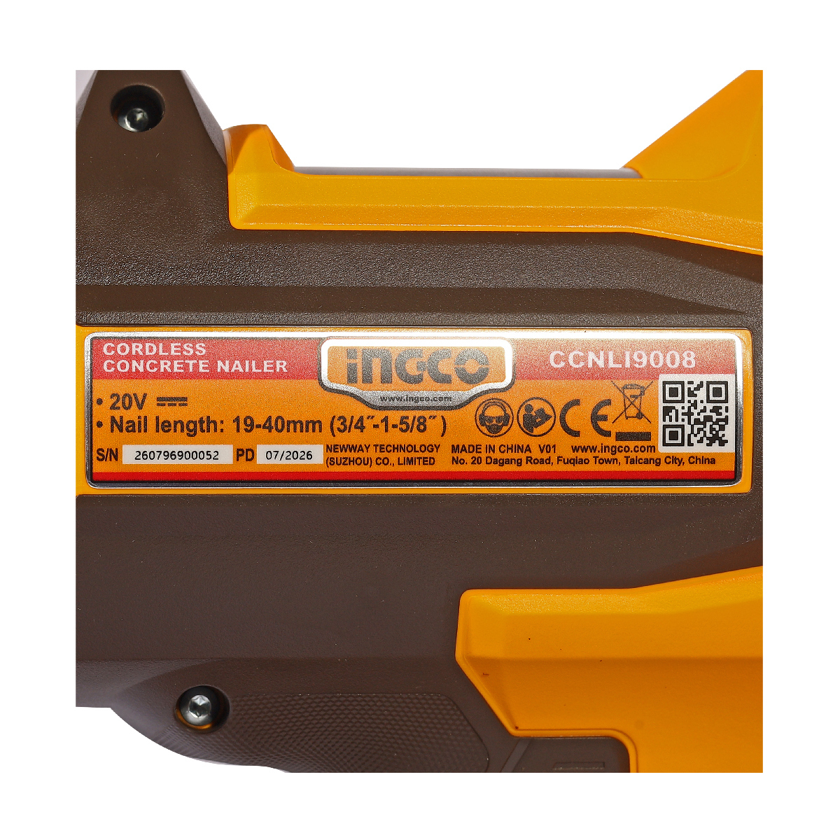 20V-BL เครื่องยิงตะปูคอนกรีต-ชุด 2.0AH*2