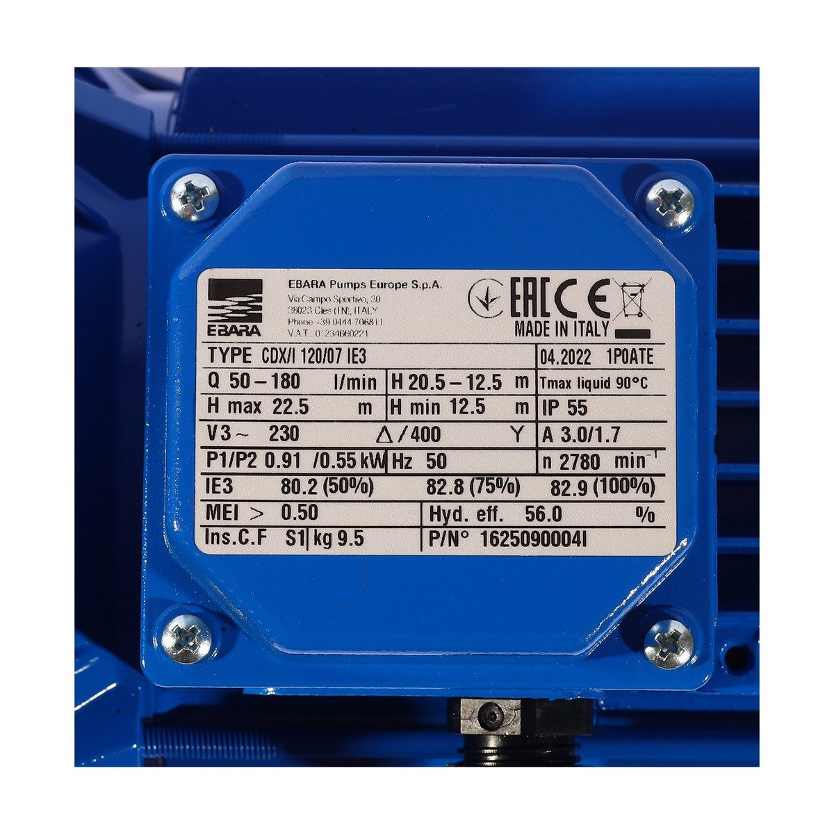 CDX/I 120/07 IE3 ปั๊มหอยโข่งสแตนเลส 3สาย