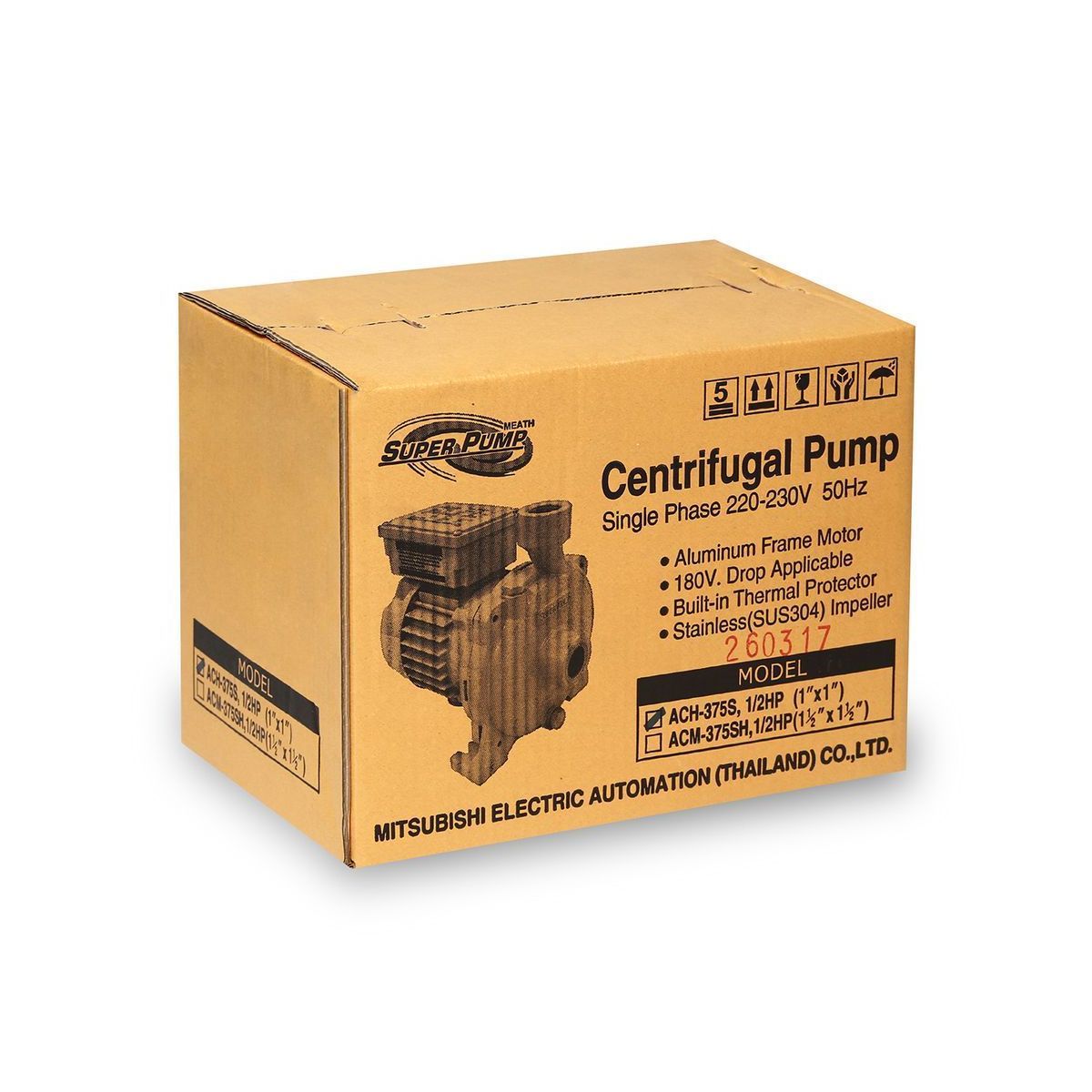 ACH-375S ปั๊มหอยโข่ง 1/2HP 1เฟส
