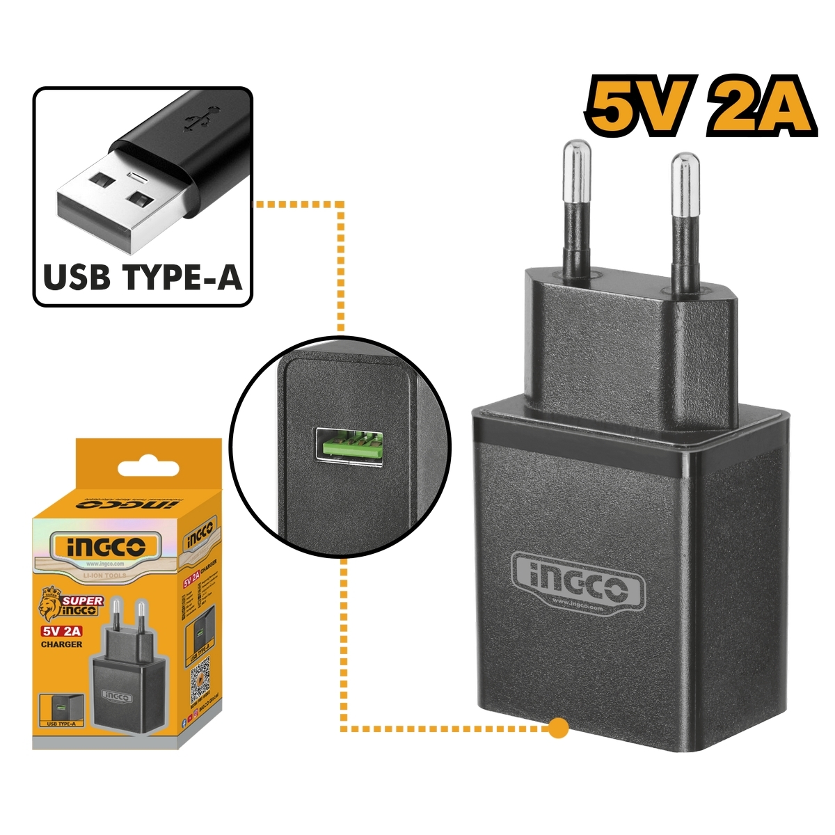 อะแดปเตอร์ชาร์จ 5V. 2A. USB TYPE-A