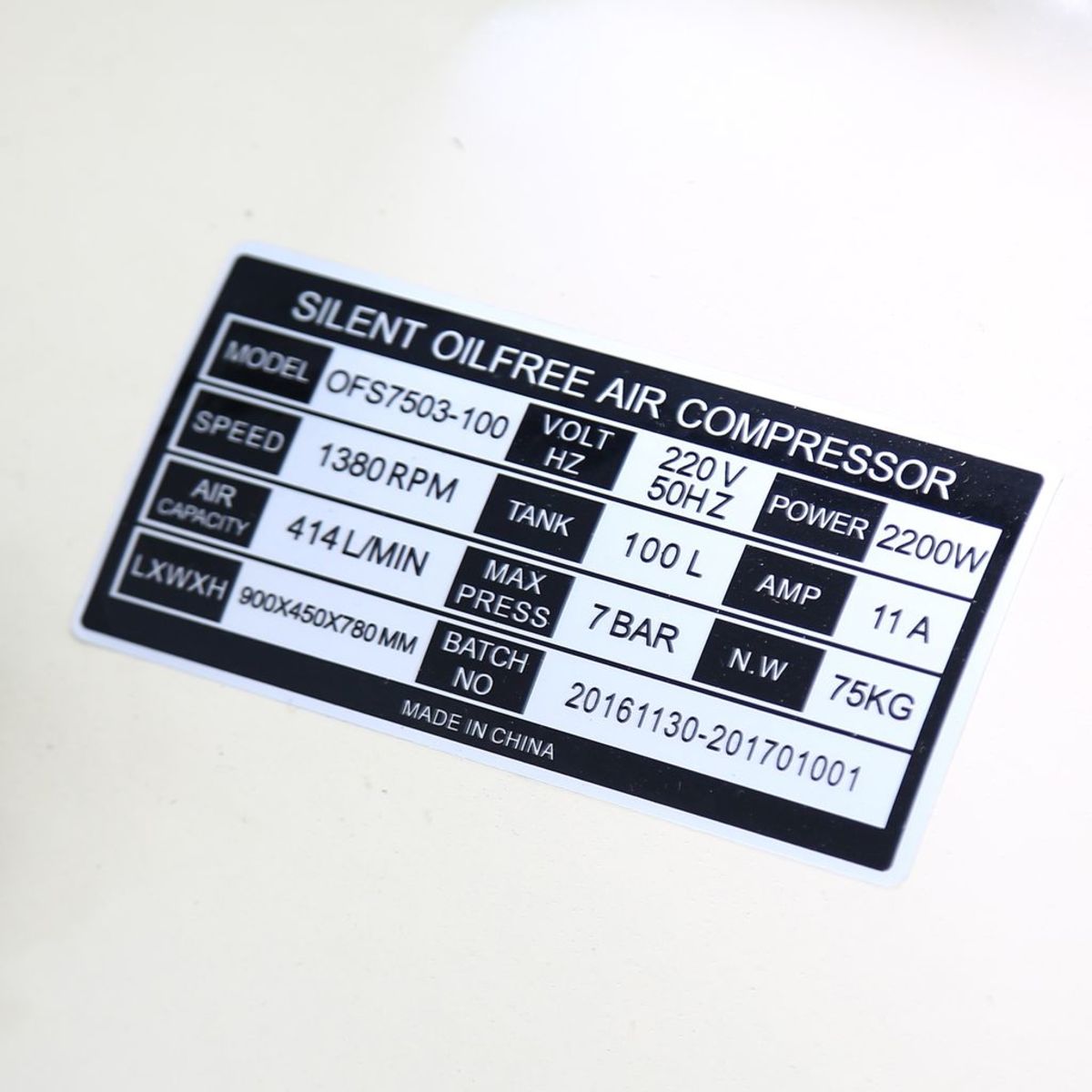 OFS7503-100 ปั๊มลมออยล์ฟรี 3 HP-3หัว