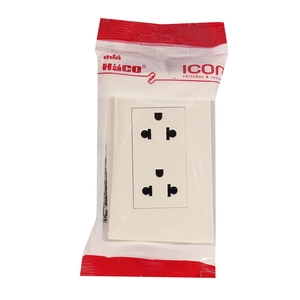 IC-E20 เต้ารับ 3 ขา 2 ช่อง+แผงหน้ากาก