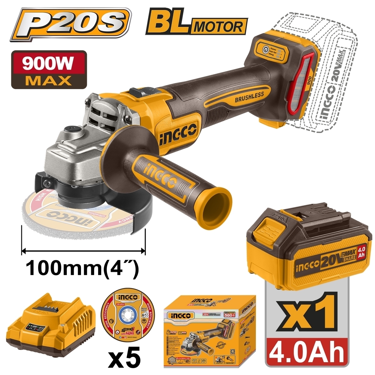 20V-BL เครื่องเจียร์ 4