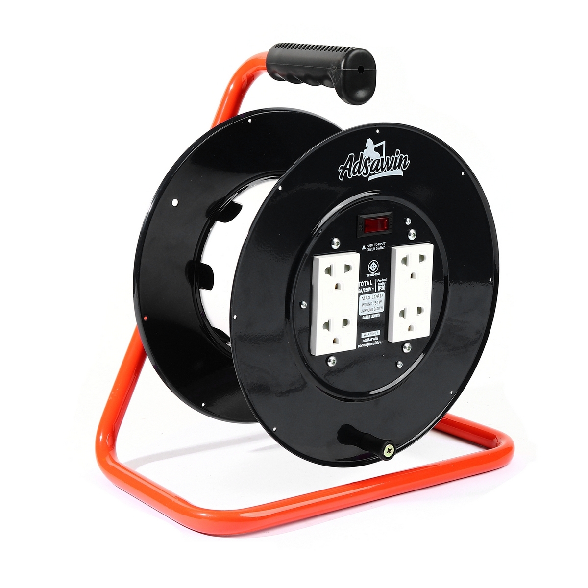 GF ล้อเก็บสายไฟจานเหล็กใหญ่(BK)-สีดำ