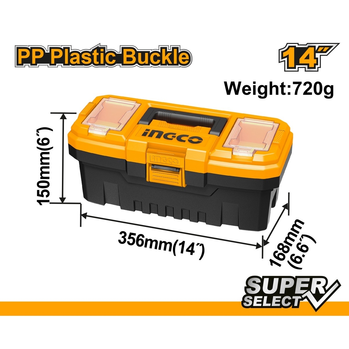 PBX1401 กล่องเครื่องมือพลาสติก 14 นิ้ว