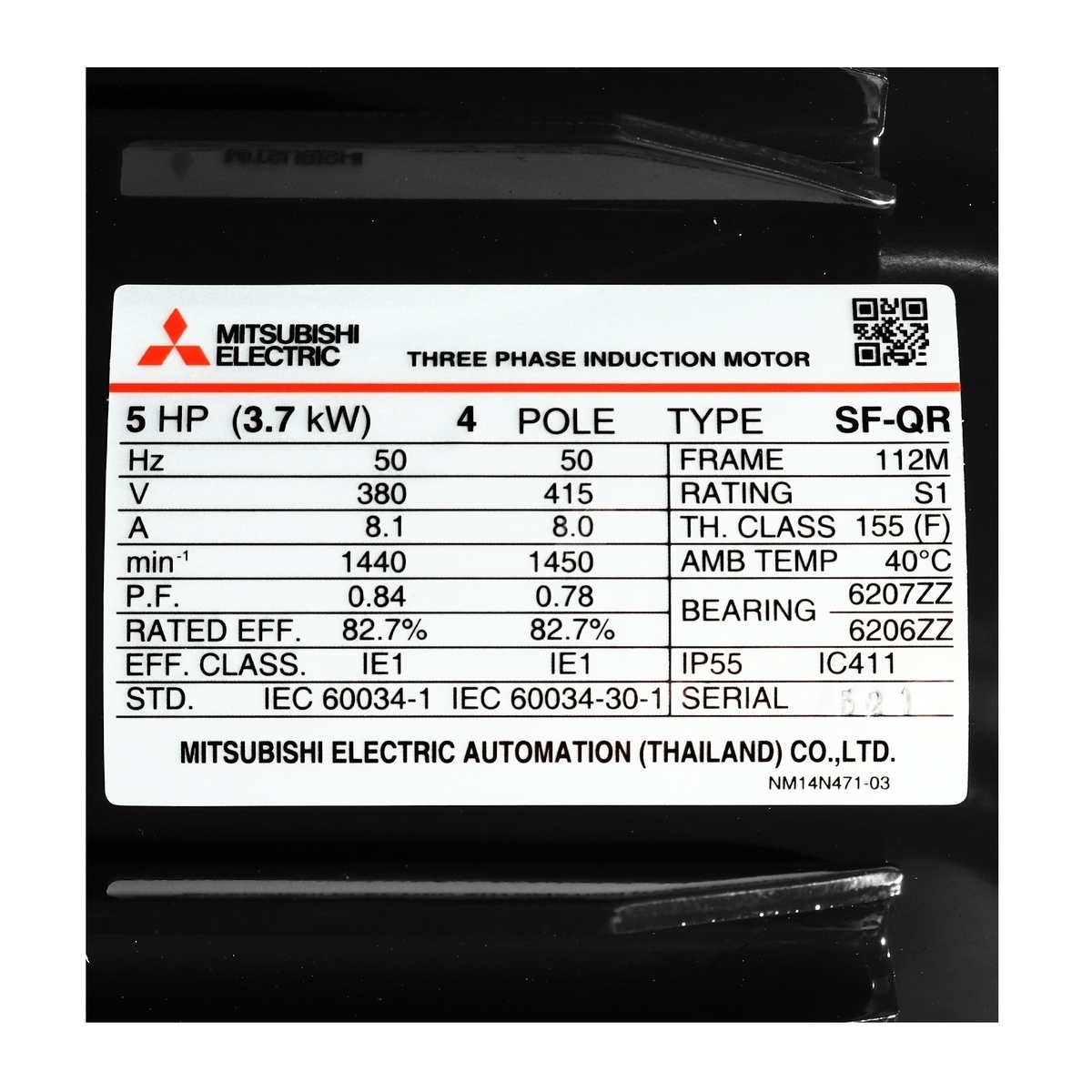 SF-QR มอเตอร์ 5 HP IP-55 380/415V 4P