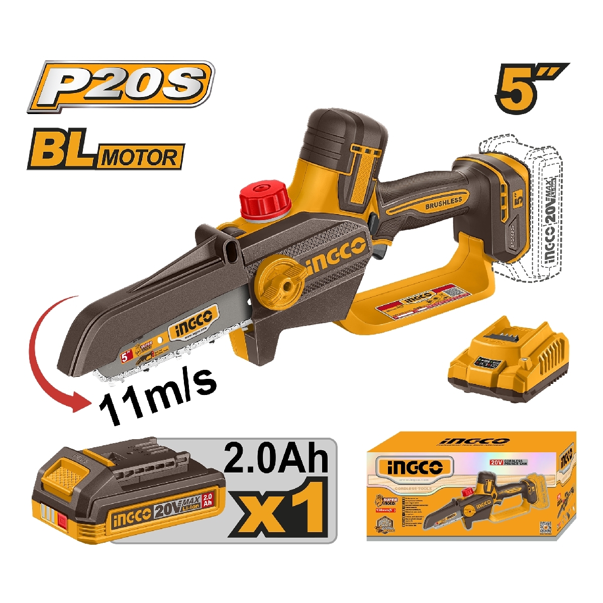 20V เลื่อยโซ่ไร้สาย 5