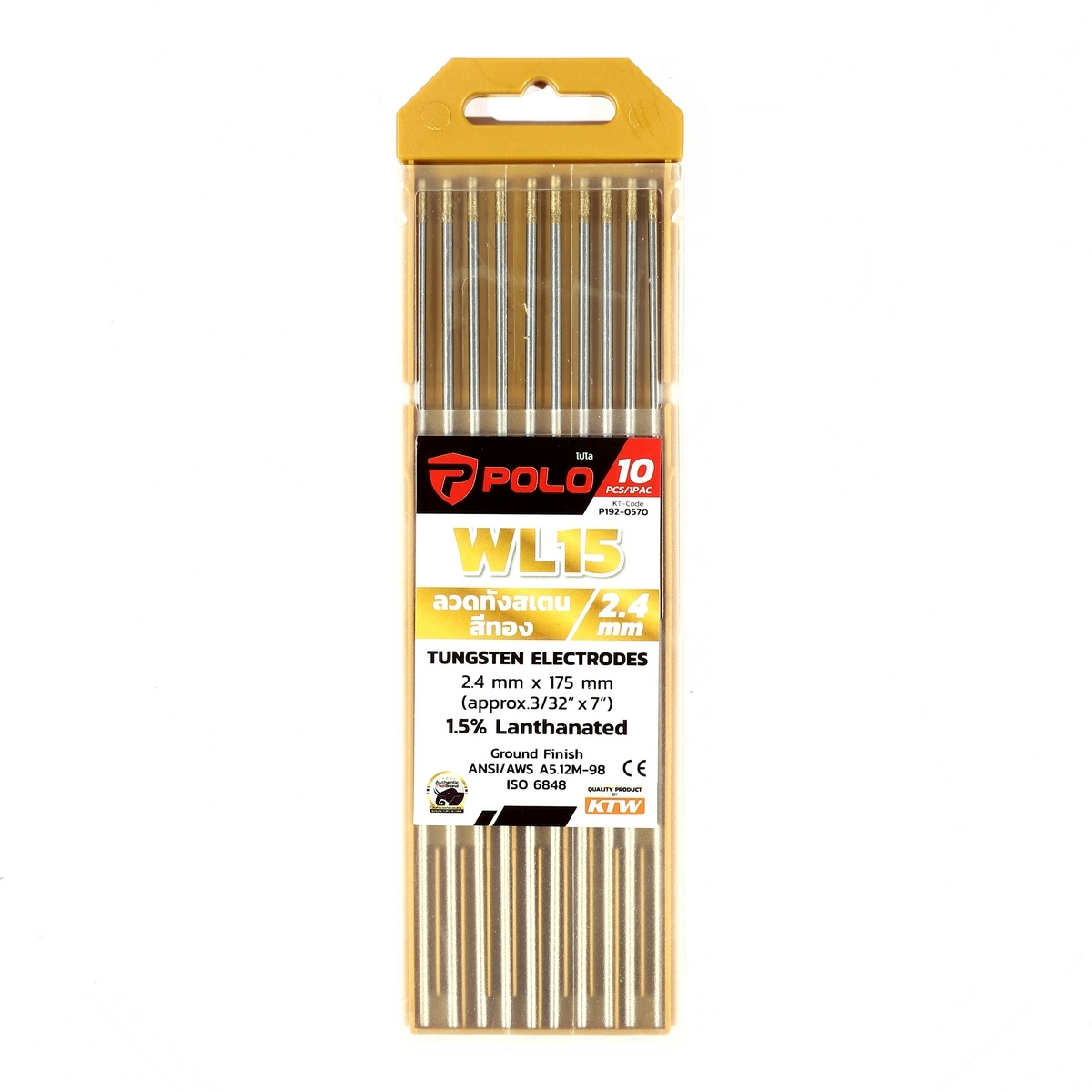 ลวดทังสเตนสีทอง (WL15) 2.4MM(10PCS/1PAC)