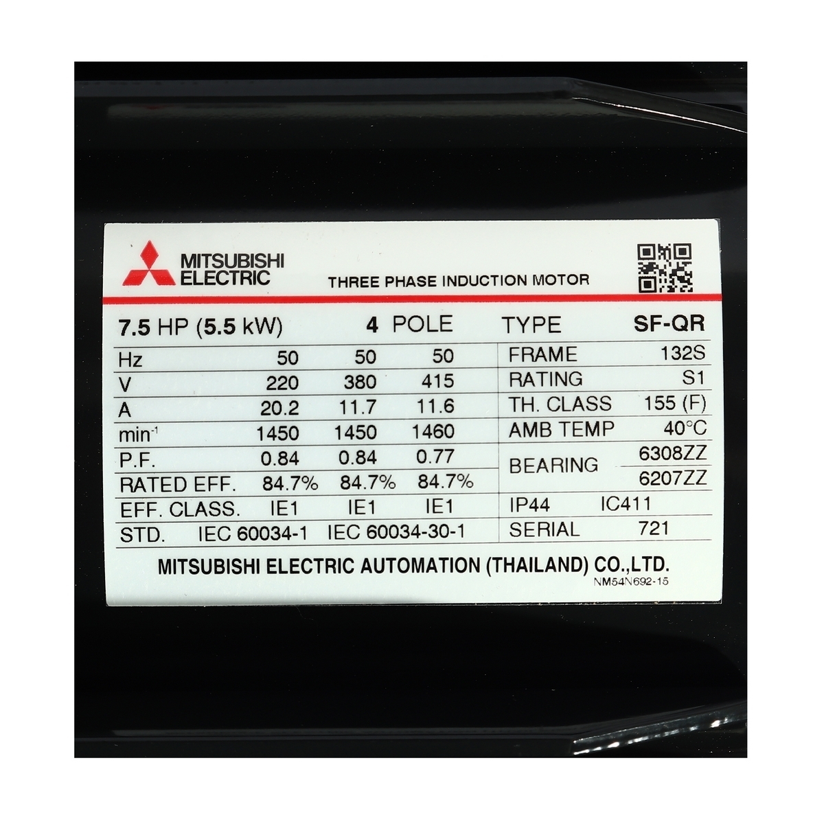 SF-QR มอเตอร์ 7.5 HP IP-44 220/380V 4P
