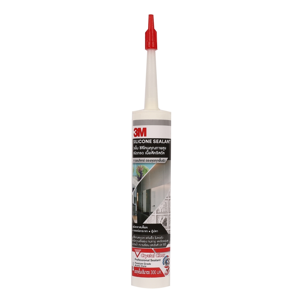 กาวซิลิโคน แบบมีกรด (สีคริสตัล-ใส) 300ML
