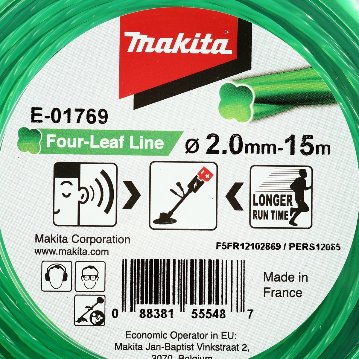 สายเอ็นตัดหญ้า 4 แฉก สีเขียว 2MMX 15M