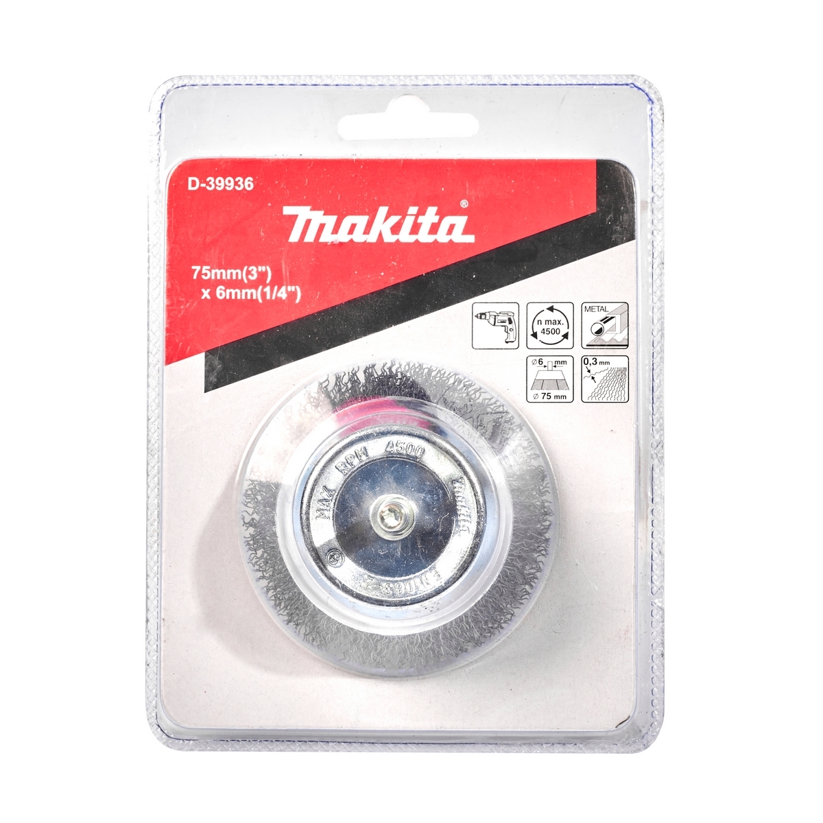 D-39936 แปรงลวดถ้วยมีแกน 75 MM (TT)