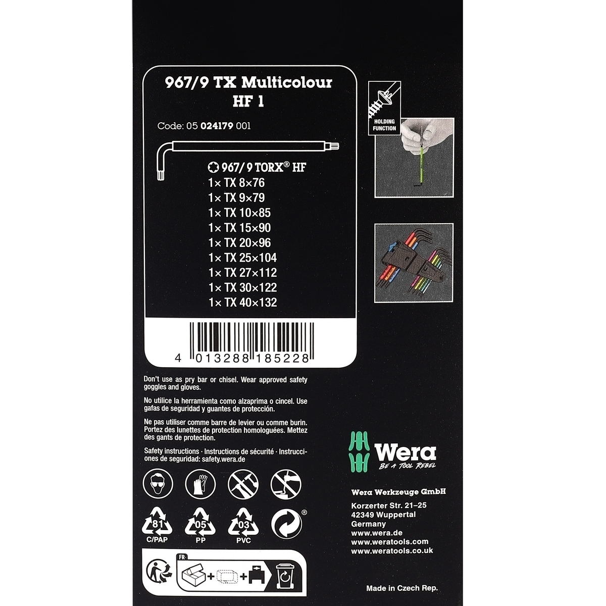 ประแจดาว6แฉก 967/9 TX MULTICOLOR HF 1