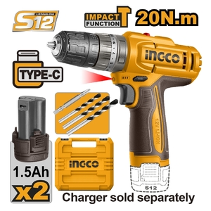 12V-กระบอก สว่านกระแทก 20N-ชุด 1.5AH*2
