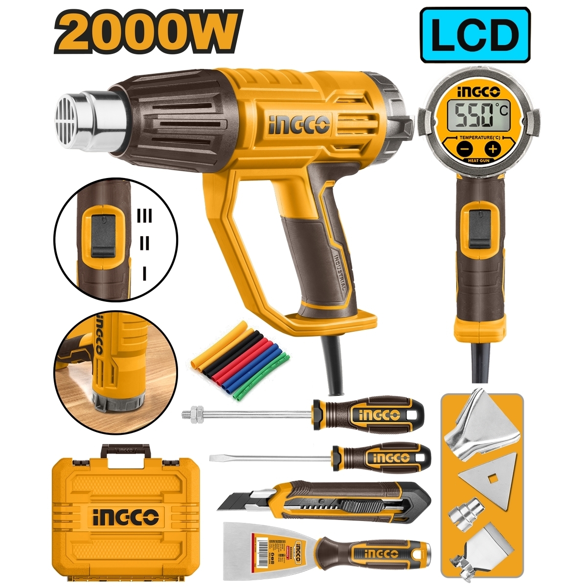 ปืนเป่าลมร้อนไฟฟ้า 2000W-3ระดับ-DIGITAL