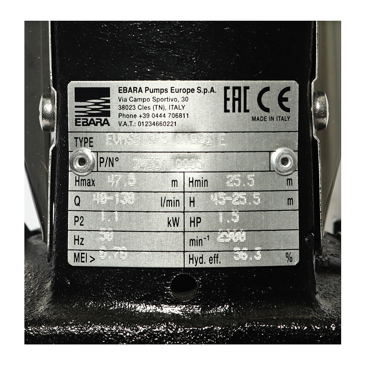 EVMS5 5F5/1.1 ปั๊มน้ำหลายใบพัดแบบตั้ง