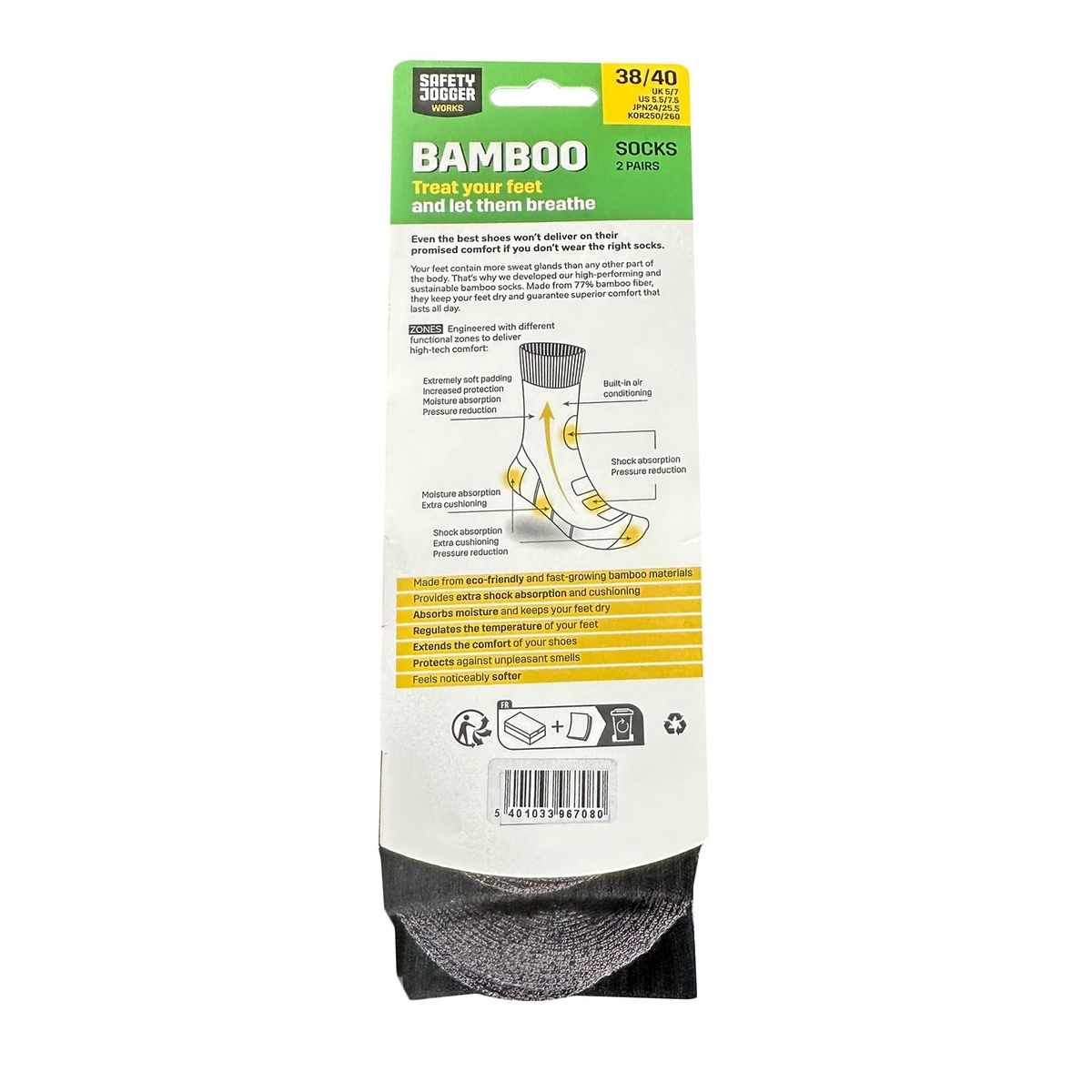 EU38-40 ถุงเท้าจากเส้นใยไผ่ (2 PAA/PAC)