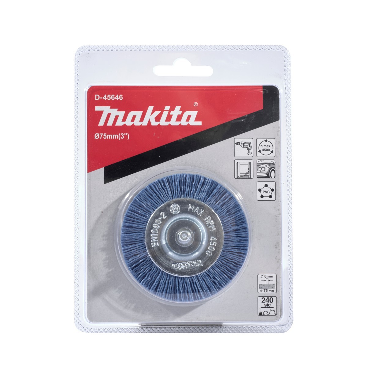 D-45646 ล้อแปรงไนลอน-ละเอียด(ฟ้า) 75 MM