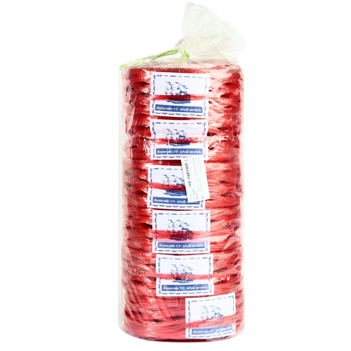 เชือกฟางเส้นกลาง 250G แดง 6 ม้วน/แพ็ค