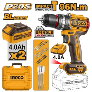 20V-BL สว่านกระแทก- 96N.M ชุดแบต 4.0AH*2