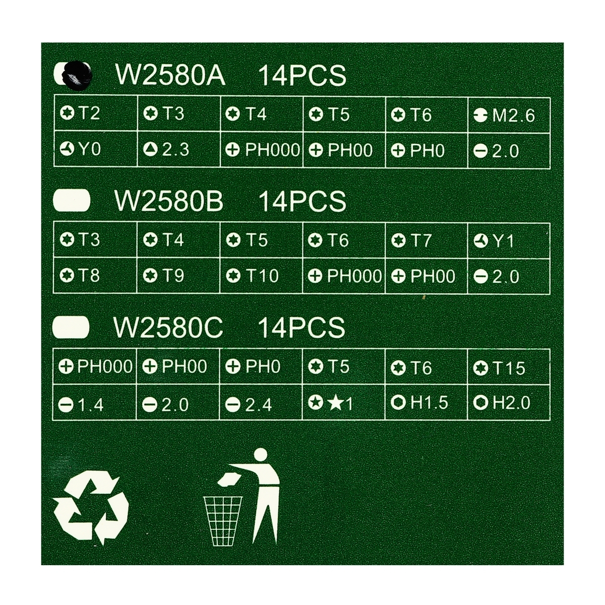 W2580A ไขควงซ่อมนาฟิกา 14 ชิ้น