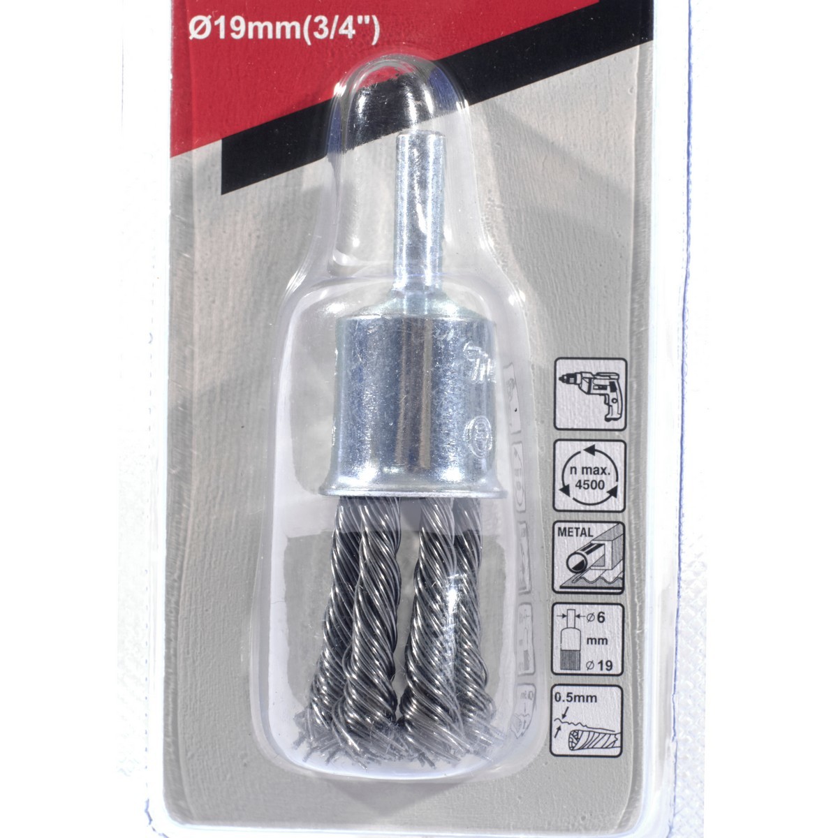 D-73841 แปรงลวดพู่กัน-เกลียว-มีแกน 19 MM