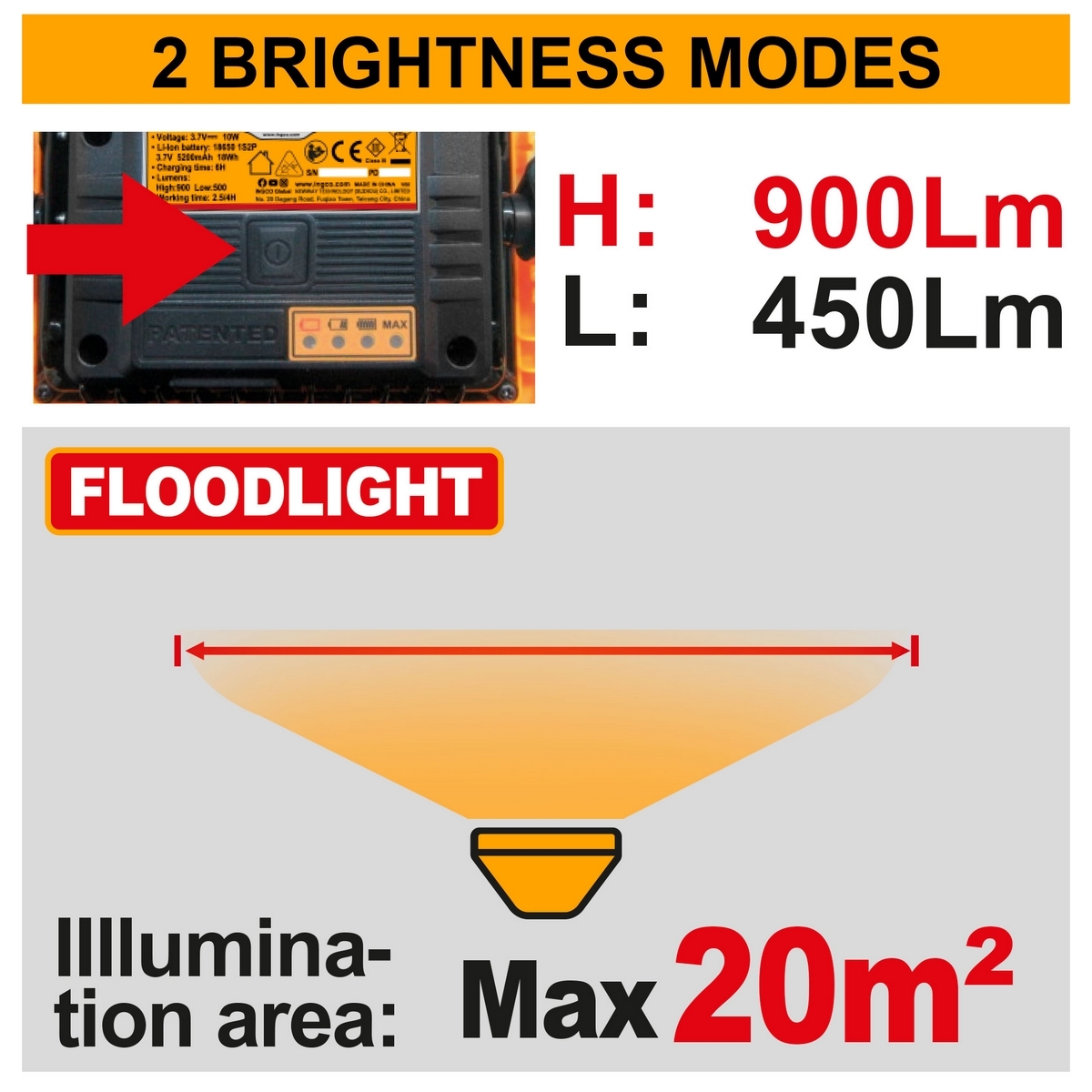 HRLF4415 ไฟฉายตั้งโต๊ะแบตเตอรี่ 3.7V