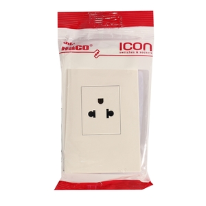 IC-E10 เต้ารับ 3 ขา 1 ช่อง+แผงหน้ากาก