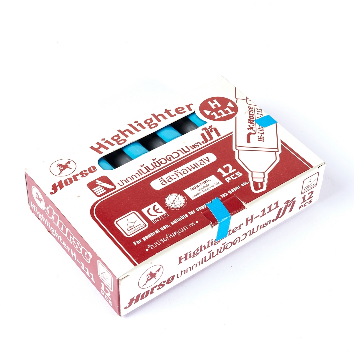 ปากกาเน้นข้อความ ตราม้า H-111 สีฟ้า