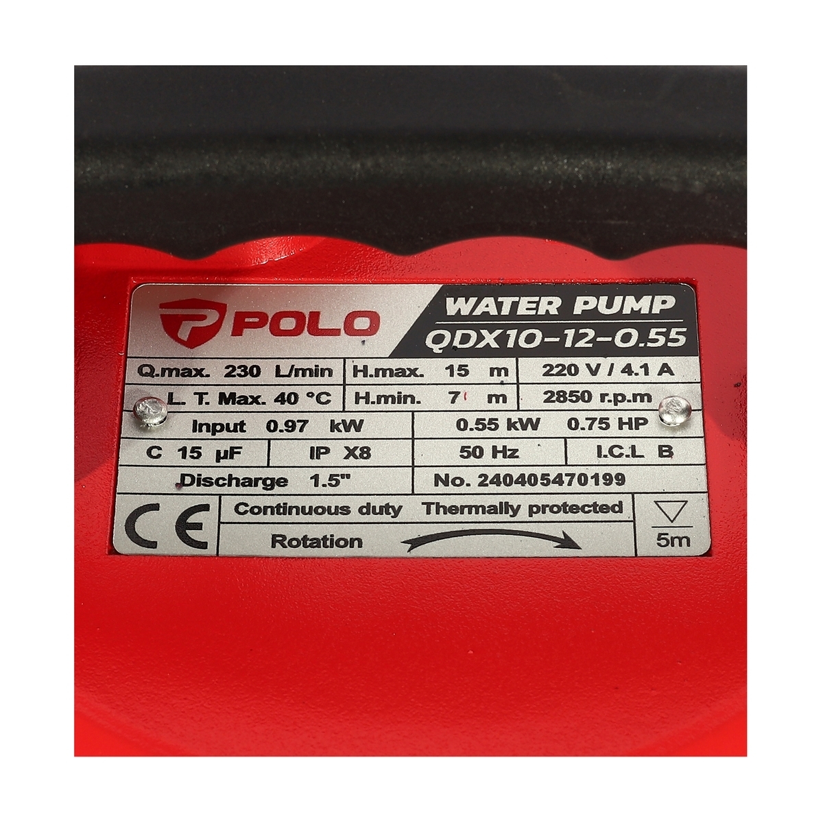 QDX10-12-0.55 ปั๊มจุ่ม 0.75HP / 1.5