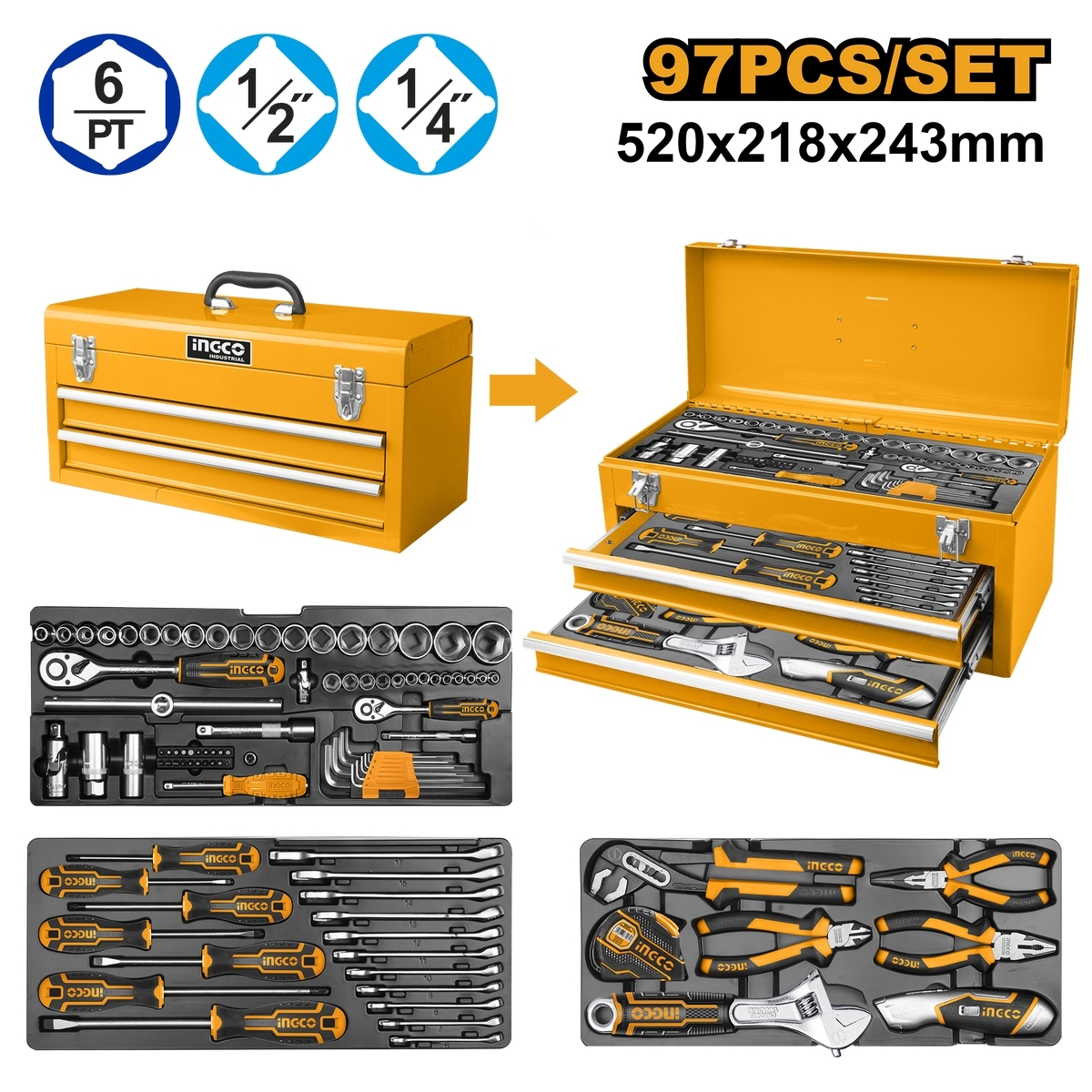 HTCS220971 ชุดเครื่องมือช่าง 97 ชิ้น