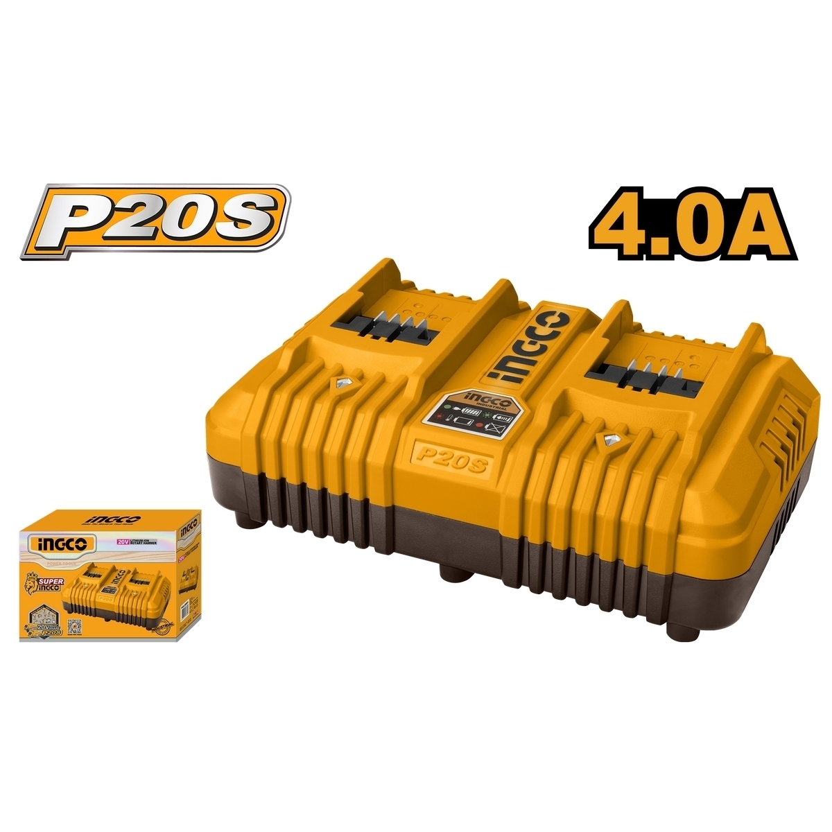 P20S แท่นชาร์จแบตเตอรี่ 2 พอร์ต 4.0A