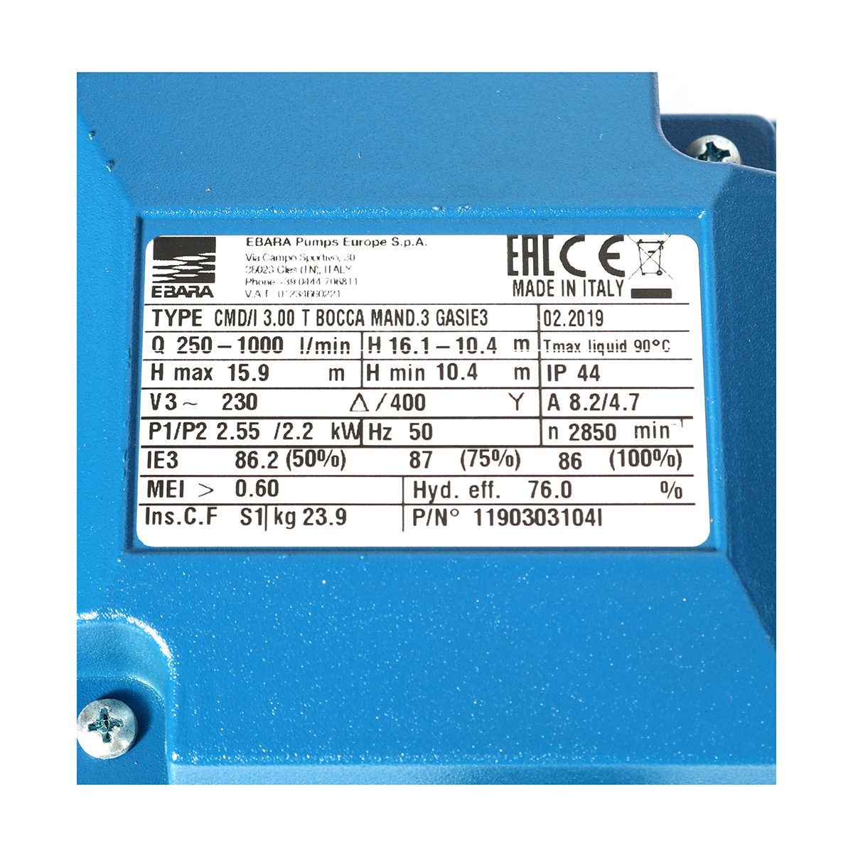 CMD-3.00T ปั๊มหอยโข่ง-น้ำมาก(3HP 3สาย)