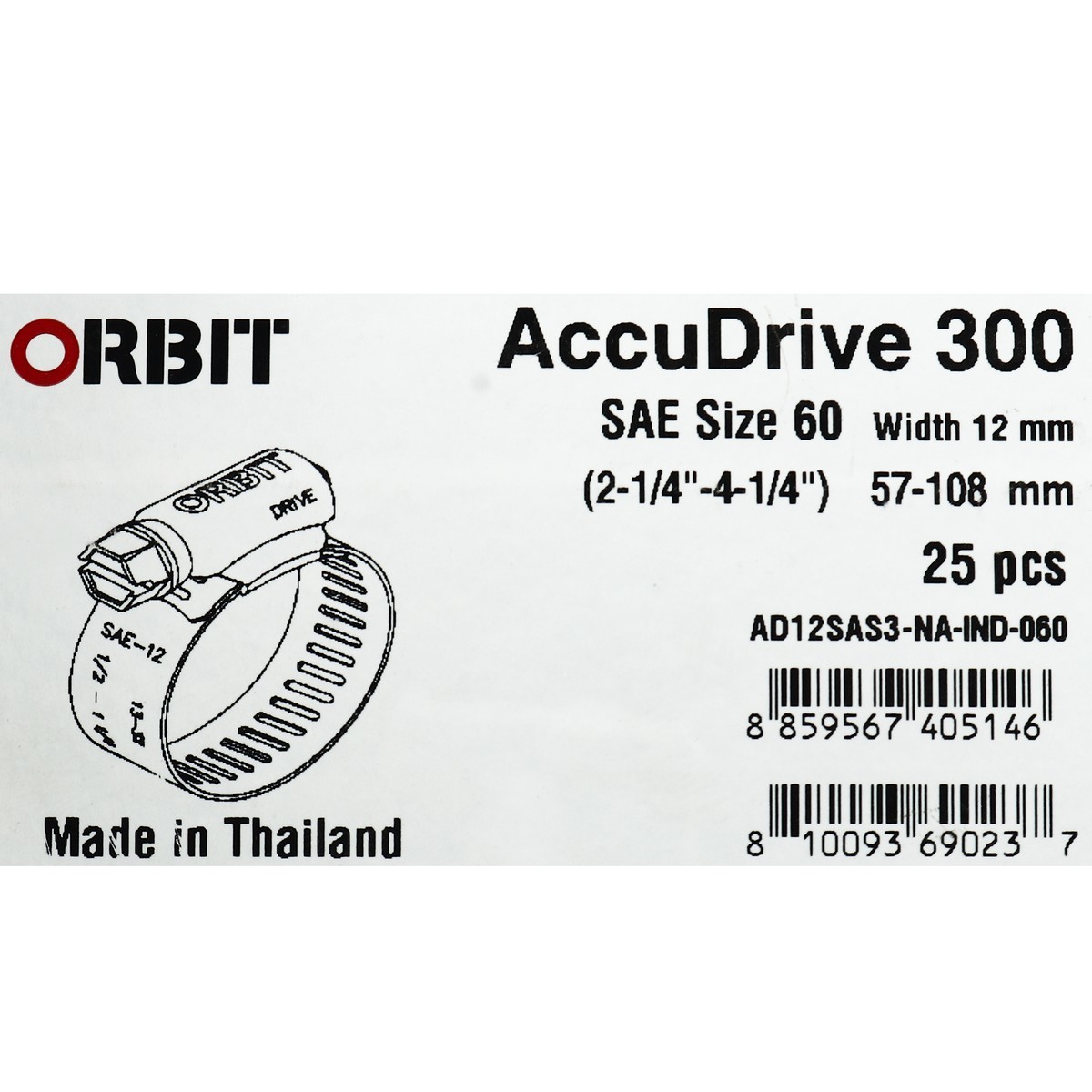 ACCUDRIVE60เข็มขัดรัดท่อเจาะทะลุ57-108มม